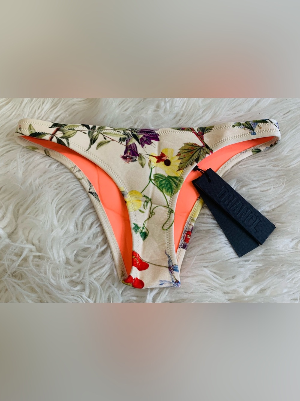 NWT Triangl Swimwear Neoprene Bikini Swimsuit Bottoms Floral Multicolor Size S